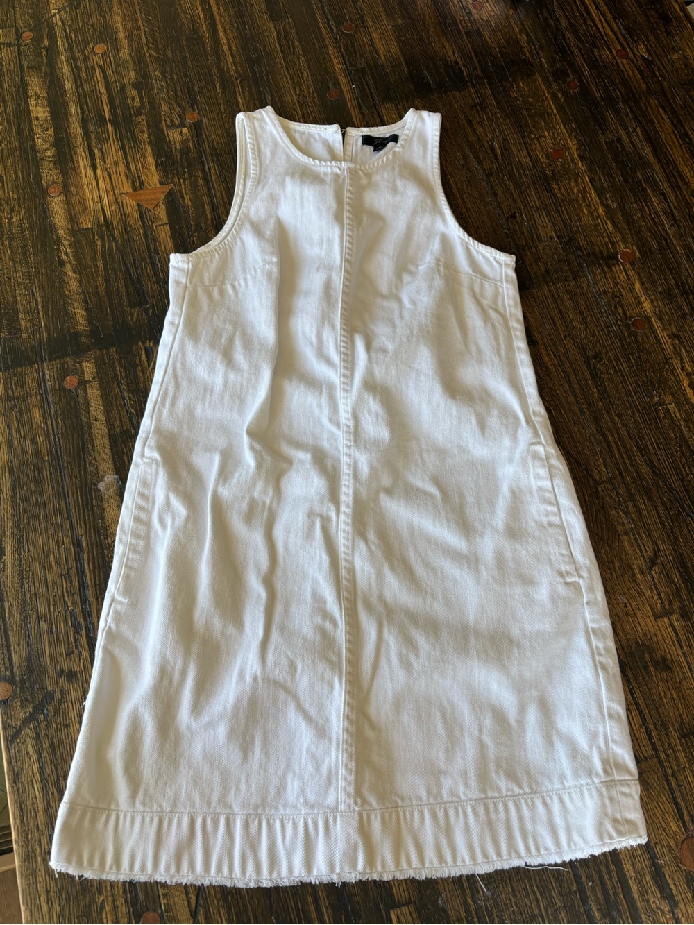 J. Crew White Sleeveless Shift Dress denim 100% cotton